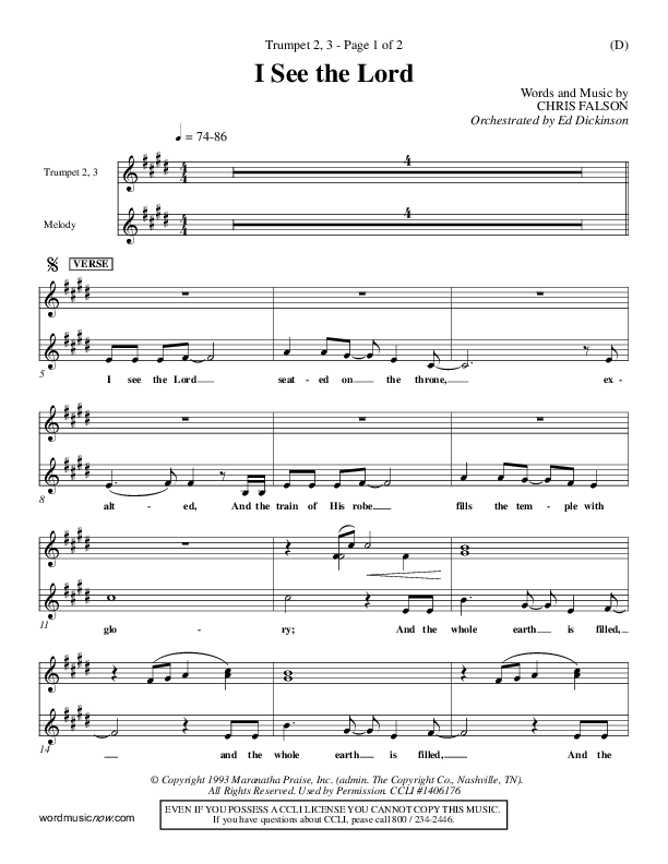 I See The Lord Trumpet 2/3 (Chris Falson)