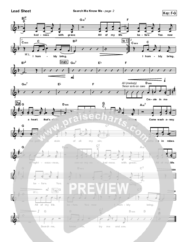 Search Me Know Me Lead Sheet (Travis Cottrell)