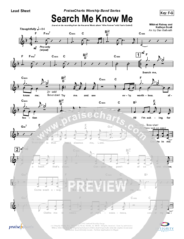 Search Me Know Me Lead Sheet (SAT) (Travis Cottrell)