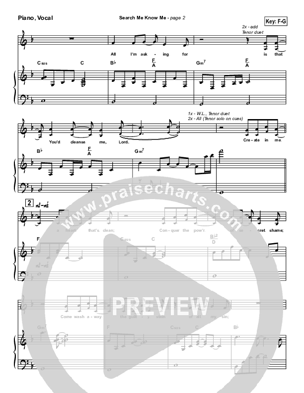 Search Me Know Me Piano/Vocal & Lead (Travis Cottrell)