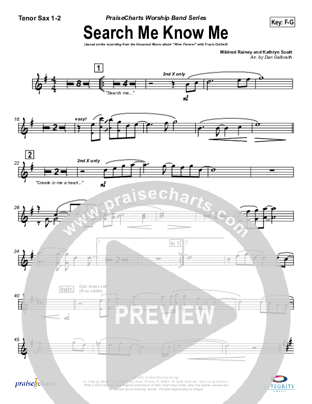 Search Me Know Me Tenor Sax 1/2 (Travis Cottrell)