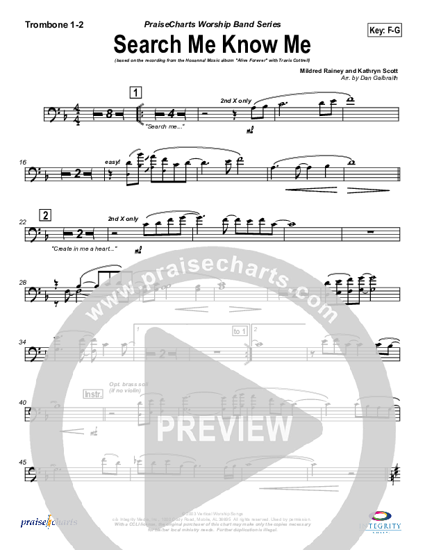 Search Me Know Me Trombone 1/2 (Travis Cottrell)