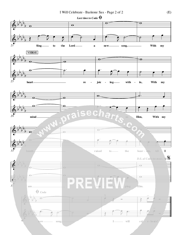 I Will Celebrate Bari Sax (Rita Baloche)