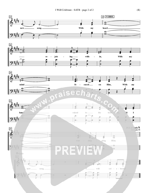 I Will Celebrate Choir Sheet (SATB) (Rita Baloche)
