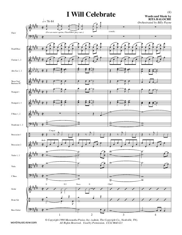 I Will Celebrate Orchestration (Rita Baloche)