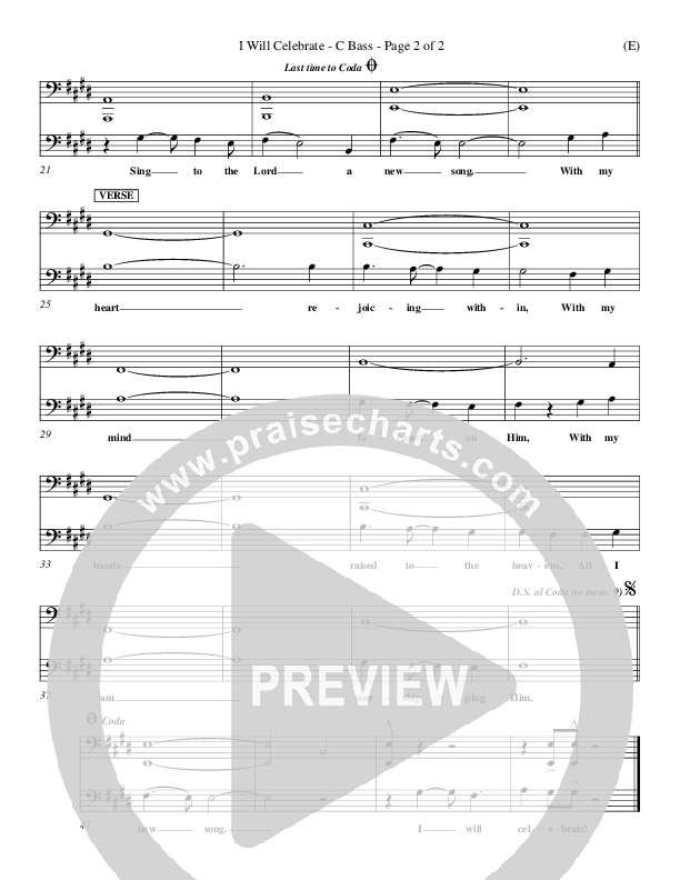 I Will Celebrate Contrabass (Rita Baloche)