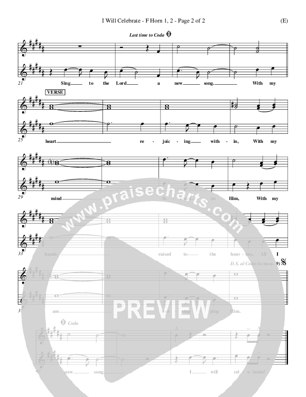 I Will Celebrate French Horn 1/2 (Rita Baloche)