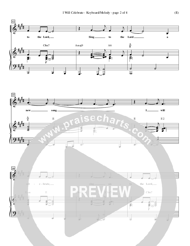 I Will Celebrate Lead Sheet (Rita Baloche)