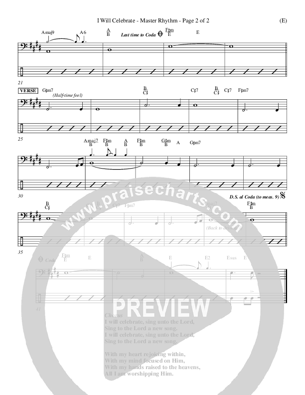 I Will Celebrate Rhythm Chart (Rita Baloche)