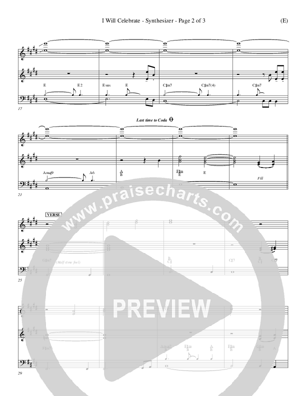 I Will Celebrate Synth (Rita Baloche)