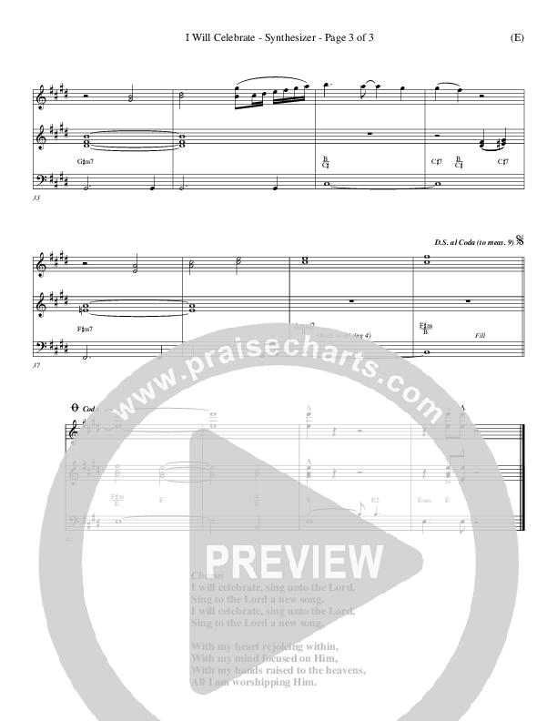 I Will Celebrate Synth (Rita Baloche)