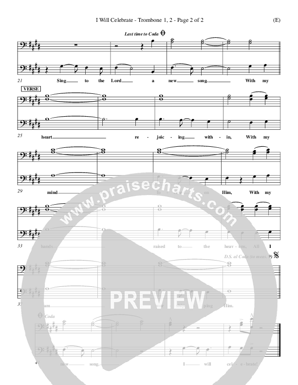 I Will Celebrate Trombone 1/2 (Rita Baloche)