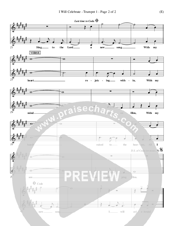 I Will Celebrate Trumpet 1 (Rita Baloche)