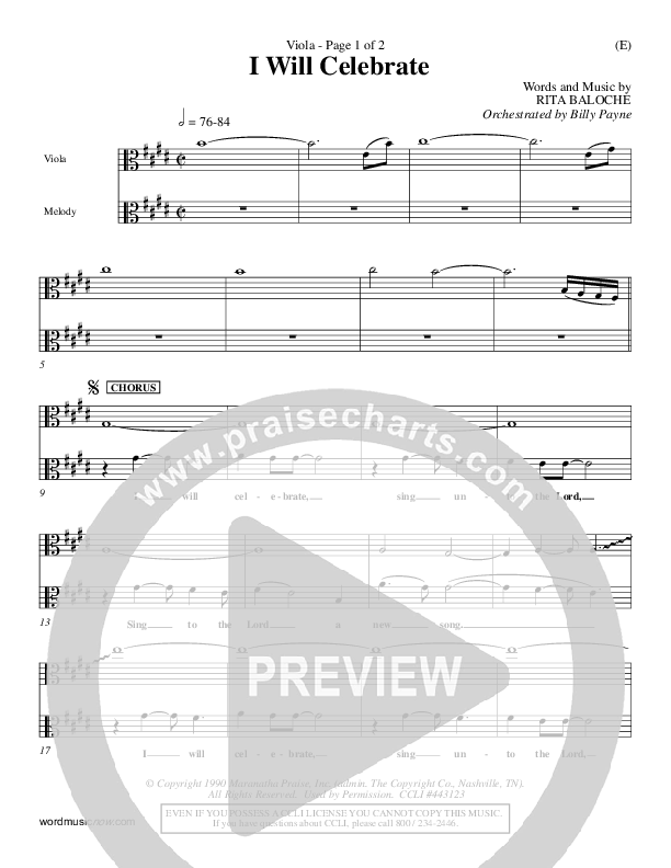 I Will Celebrate Viola (Rita Baloche)