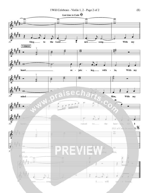 I Will Celebrate Violin 1/2 (Rita Baloche)