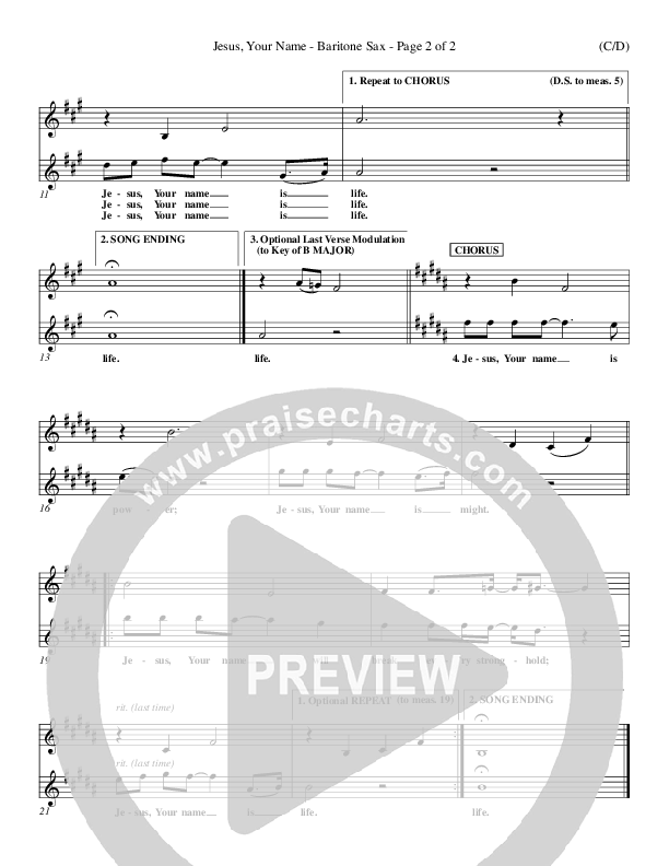 Jesus Your Name Bari Sax (Morris Chapman)