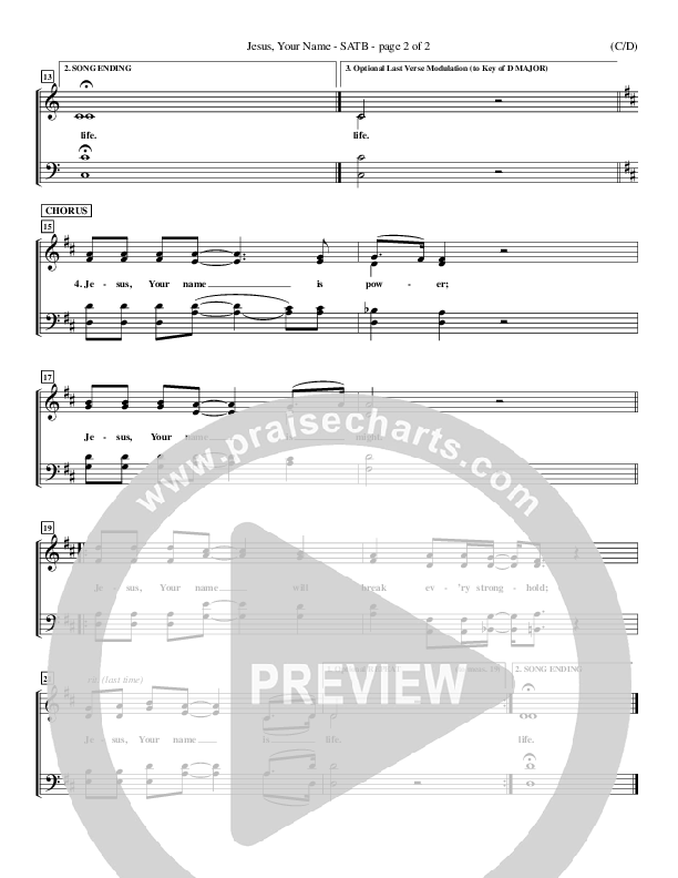 Jesus Your Name Choir Sheet (SATB) (Morris Chapman)