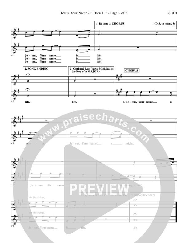 Jesus Your Name French Horn 1/2 (Morris Chapman)