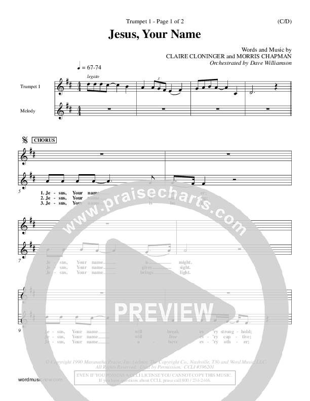 Jesus Your Name Trumpet 1 (Morris Chapman)
