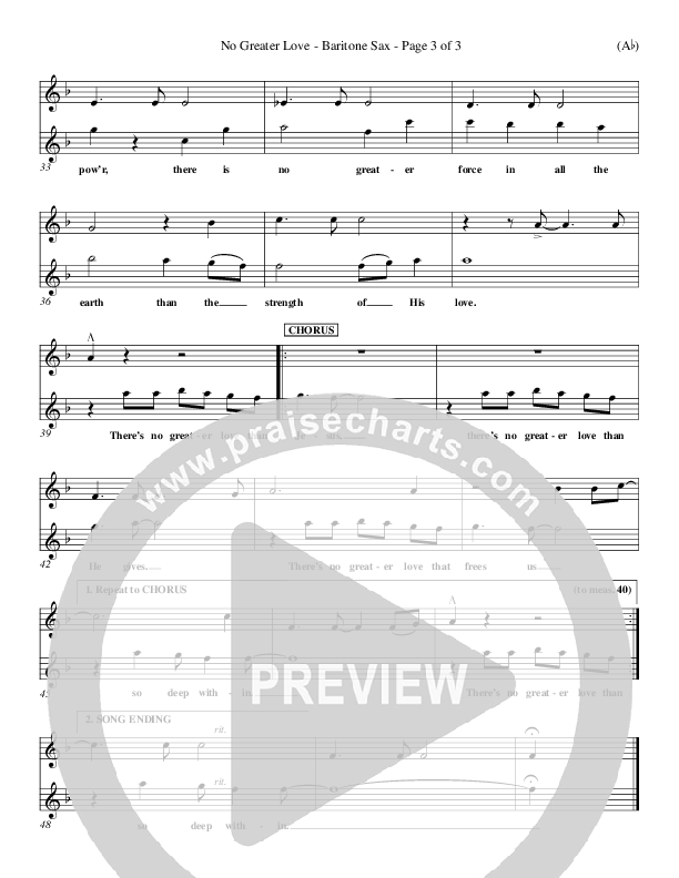 No Greater Love Bari Sax (Tommy Walker)