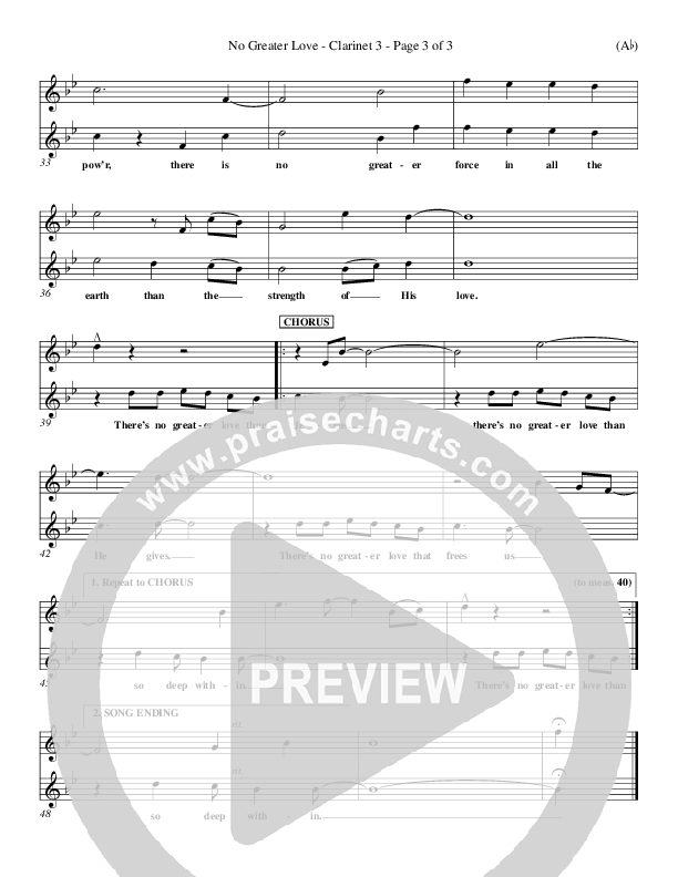 No Greater Love Clarinet 3 (Tommy Walker)