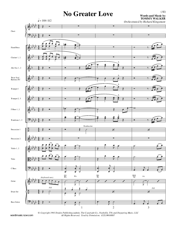 No Greater Love Conductor's Score (Tommy Walker)