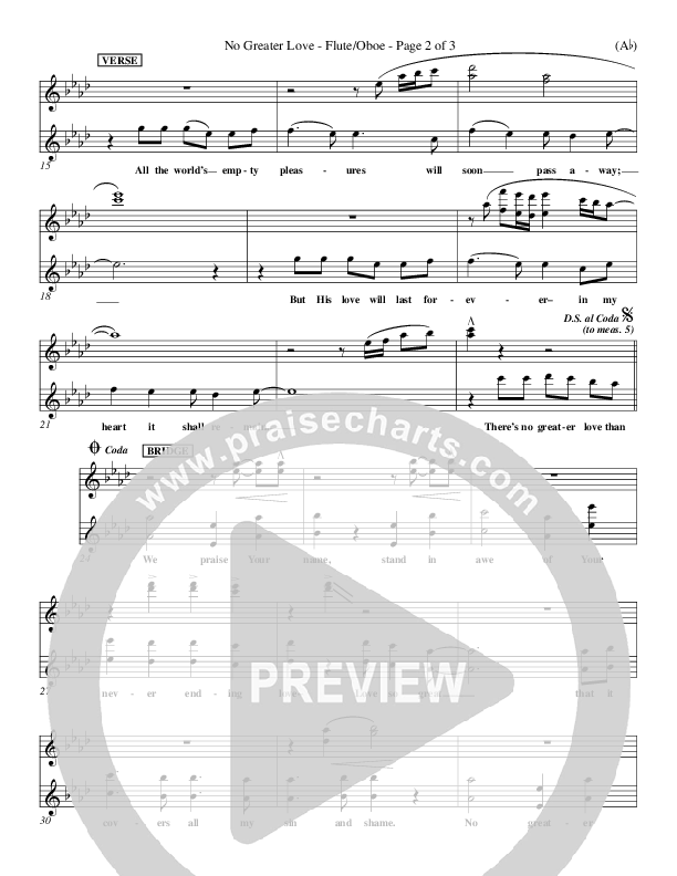 No Greater Love Flute/Oboe (Tommy Walker)