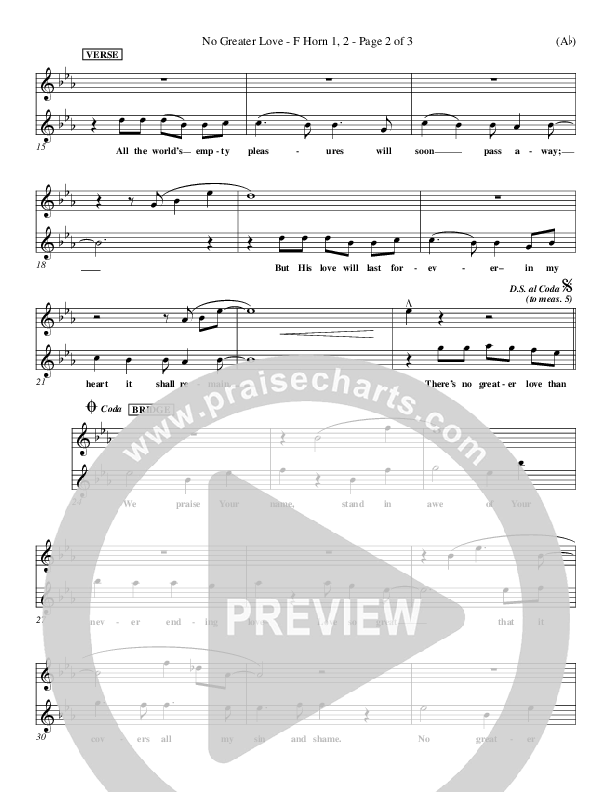 No Greater Love French Horn 1/2 (Tommy Walker)