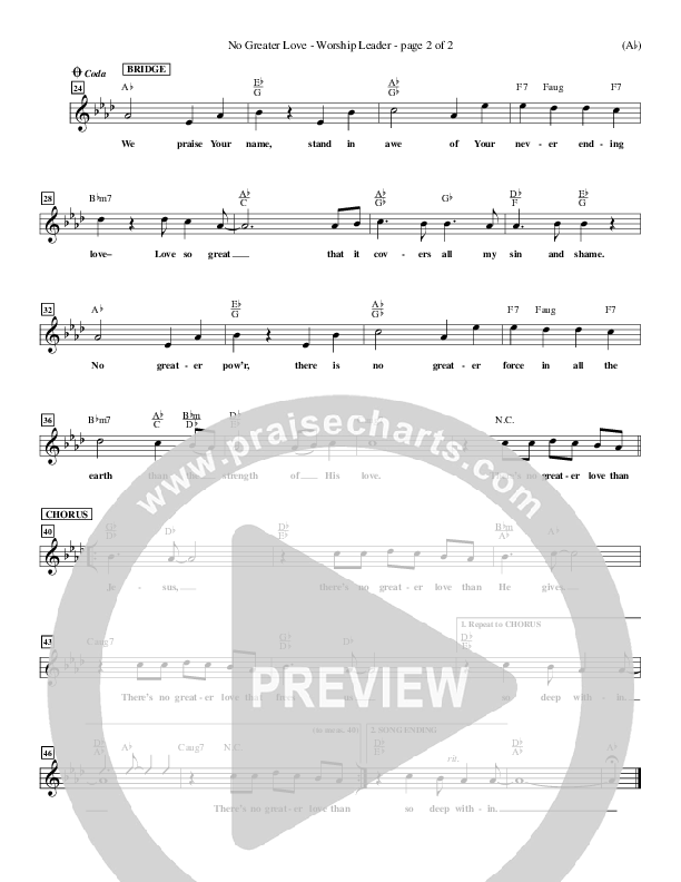 No Greater Love Lead Sheet (Tommy Walker)