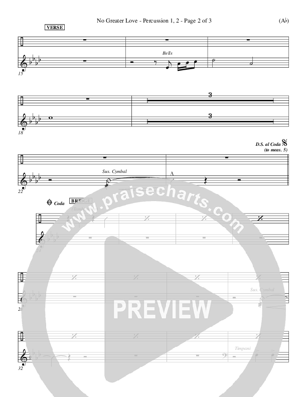 No Greater Love Percussion 1/2 (Tommy Walker)