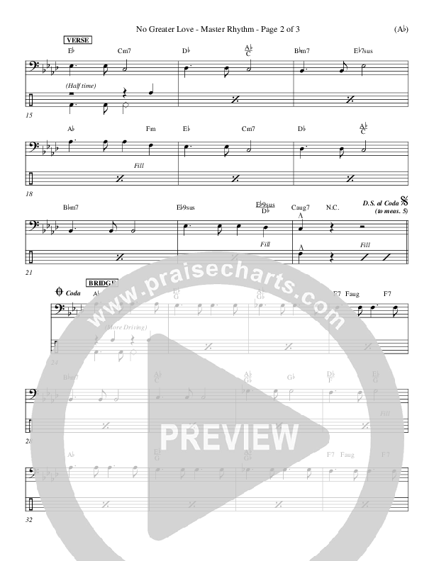 No Greater Love Rhythm Chart (Tommy Walker)