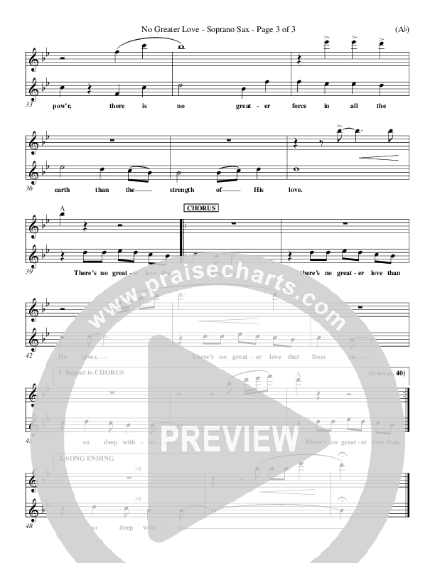 No Greater Love Soprano Sax (Tommy Walker)