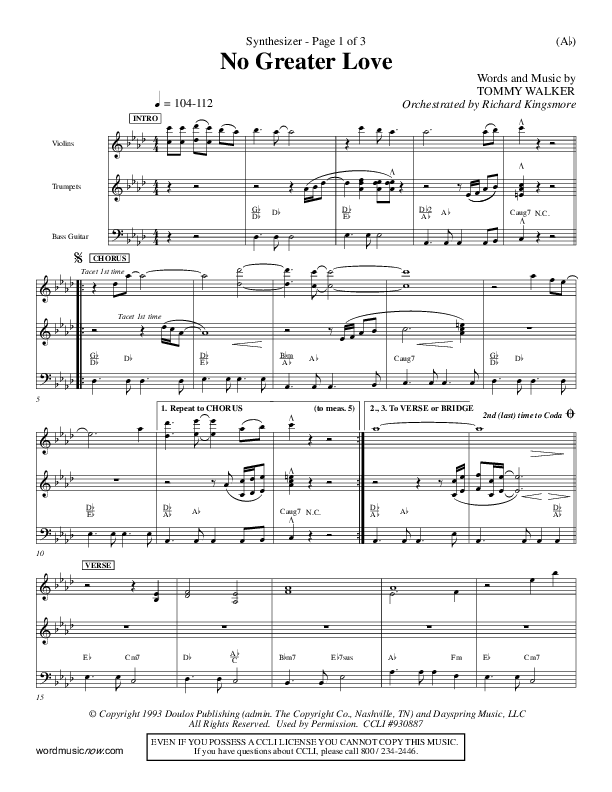 No Greater Love Synth (Tommy Walker)