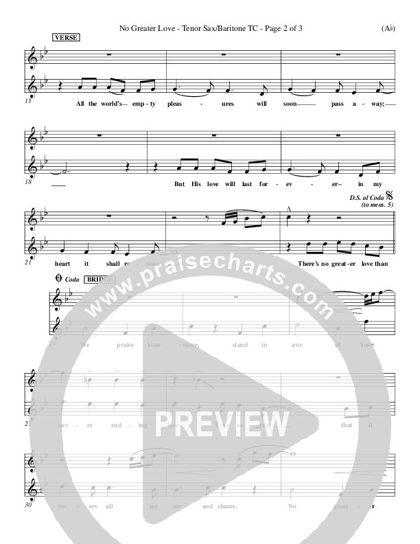 No Greater Love Tenor Sax/Baritone T.C. (Tommy Walker)