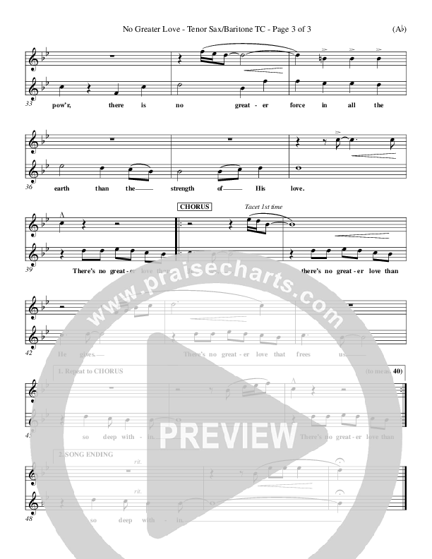 No Greater Love Tenor Sax/Baritone T.C. (Tommy Walker)