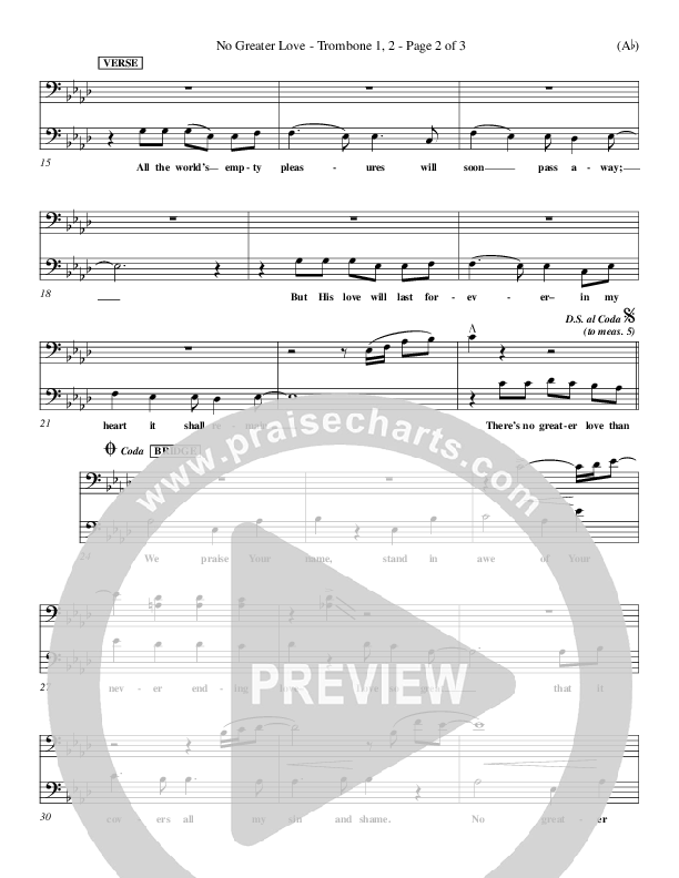 No Greater Love Trombone 1/2 (Tommy Walker)