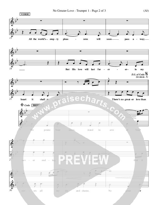 No Greater Love Trumpet 1 (Tommy Walker)