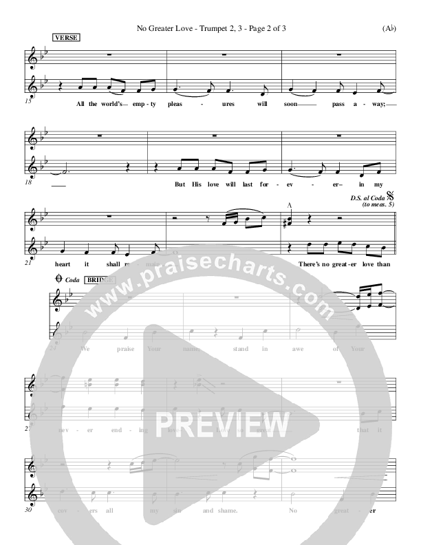 No Greater Love Trumpet 2/3 (Tommy Walker)