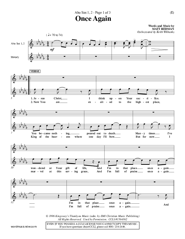 Once Again Alto Sax 1/2 (Matt Redman)