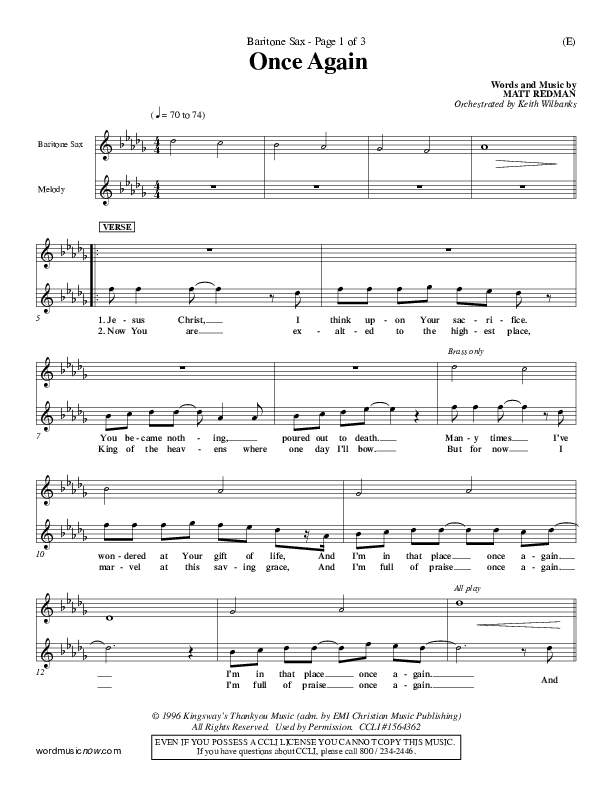 Once Again Bari Sax (Matt Redman)