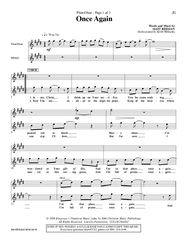 Once Again Flute/Oboe (Matt Redman)