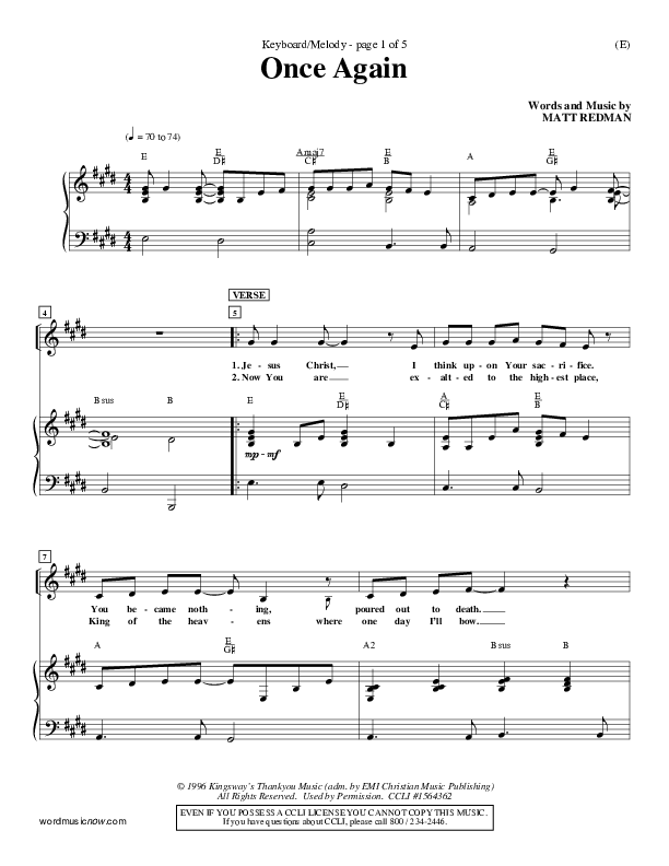 Once Again Piano/Vocal (Matt Redman)