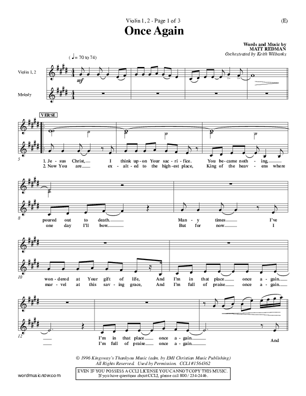 Once Again Violin 1/2 (Matt Redman)