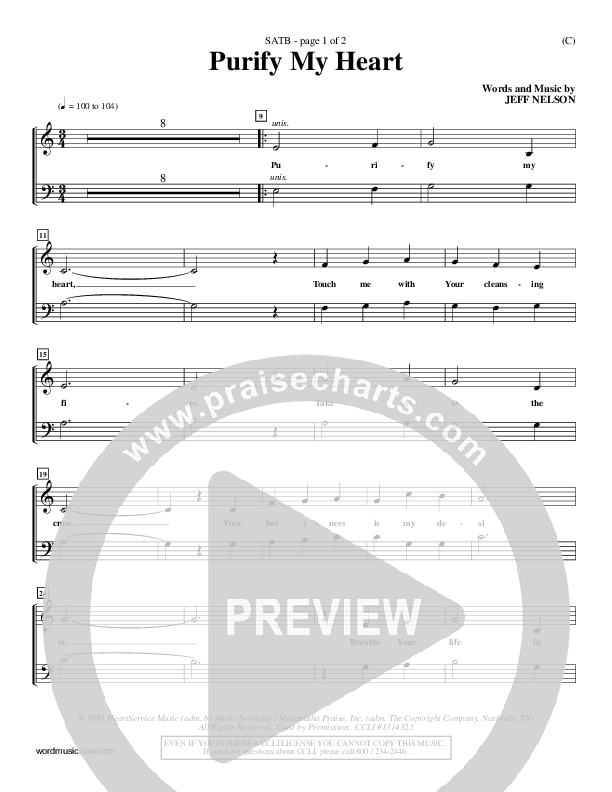 Purify My Heart Choir Sheet (SATB) (Jeff Nelson)