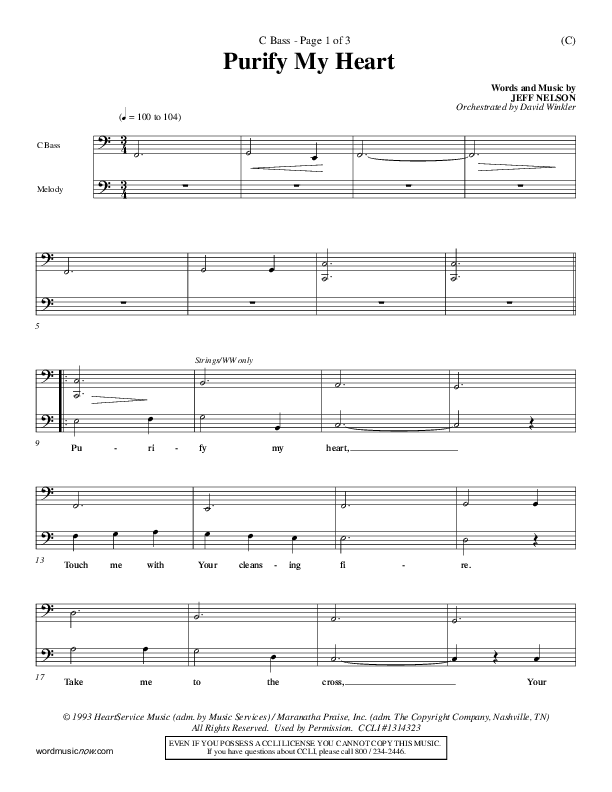 Purify My Heart Contrabass (Jeff Nelson)
