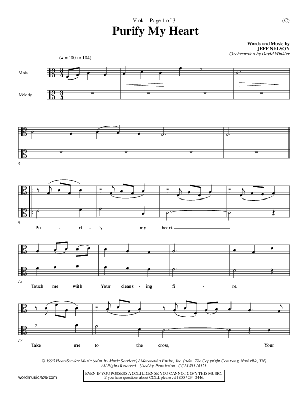 Purify My Heart Viola (Jeff Nelson)