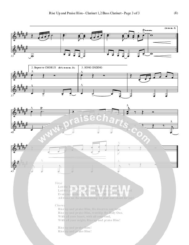 Rise Up and Praise Him Clarinet 1/2, Bass Clarinet (Paul Baloche)