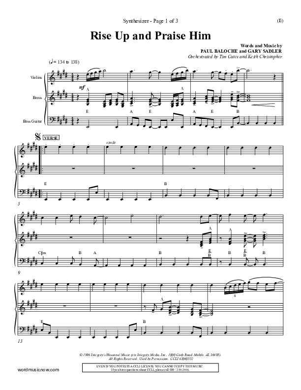 Rise Up and Praise Him Synth (Paul Baloche)