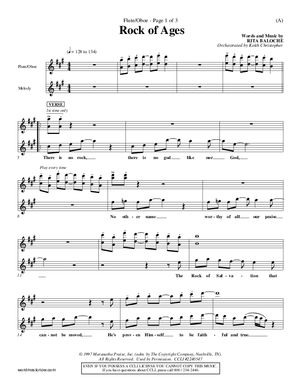 Rock Of Ages Flute/Oboe (Paul Baloche)