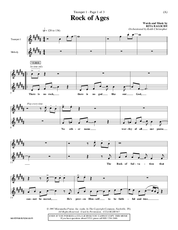 Rock Of Ages Trumpet 1 (Paul Baloche)